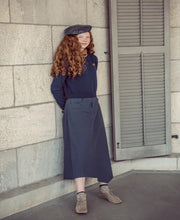 Load image into Gallery viewer, Coco Blanc Navy Boxy Sweater And Chino Skirt Set