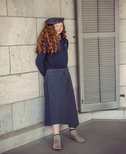 Coco Blanc Navy Boxy Sweater And Chino Skirt Set