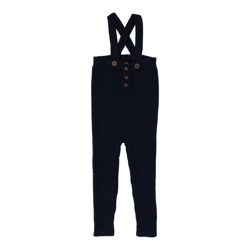 Lil Legs Rib Knit Overalls - Navy