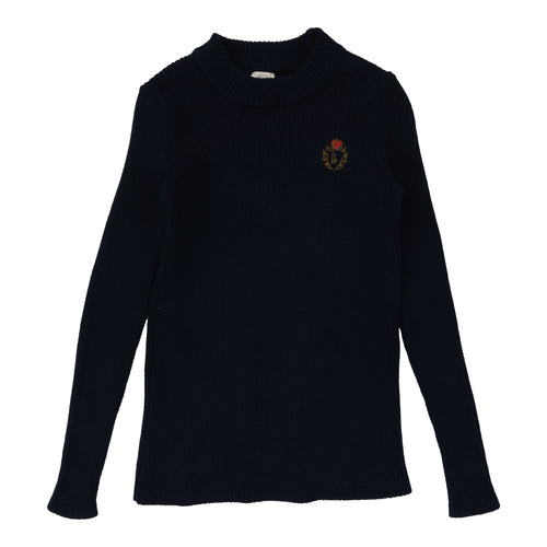 Lil Legs Crest Knit Mockneck - Navy