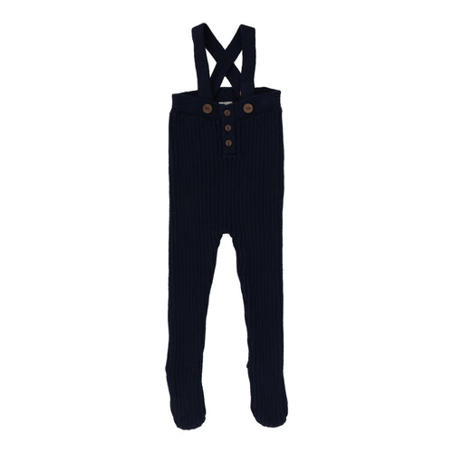 Lil Legs Rib Knit Overalls - Navy