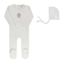 Load image into Gallery viewer, Ely's &amp; Co Embroidered Floral Dot Collection Footie And Bonnet - Ivory/Pink