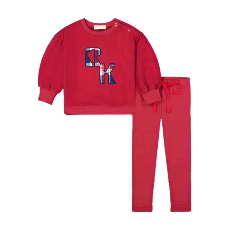 Retro Kid Margo Plaid Logo Baby Girl Set - Rosewood