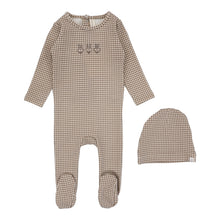 Load image into Gallery viewer, Lilette Gingham Bunny Footie &amp; Beanie Set - Oatmeal