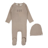 Lilette Gingham Bunny Footie & Beanie Set - Oatmeal