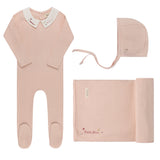 Ely's & Co Floral Star Embroidered Collar Collection Layette Set - Pink