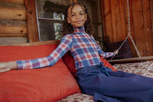 Retro Kid Margo Bamboo Printed Plaid Turtleneck - Plaid