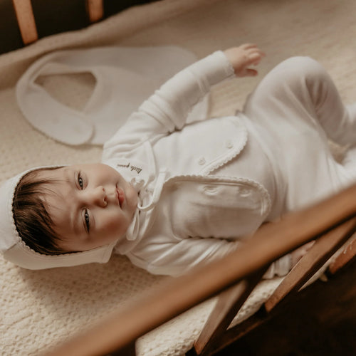 Little Parni Baby Collar Footie & Cardigan Layette Set K533 - White