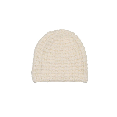 Peluche Cream Crochet Waffle Knit Beanie - Cream