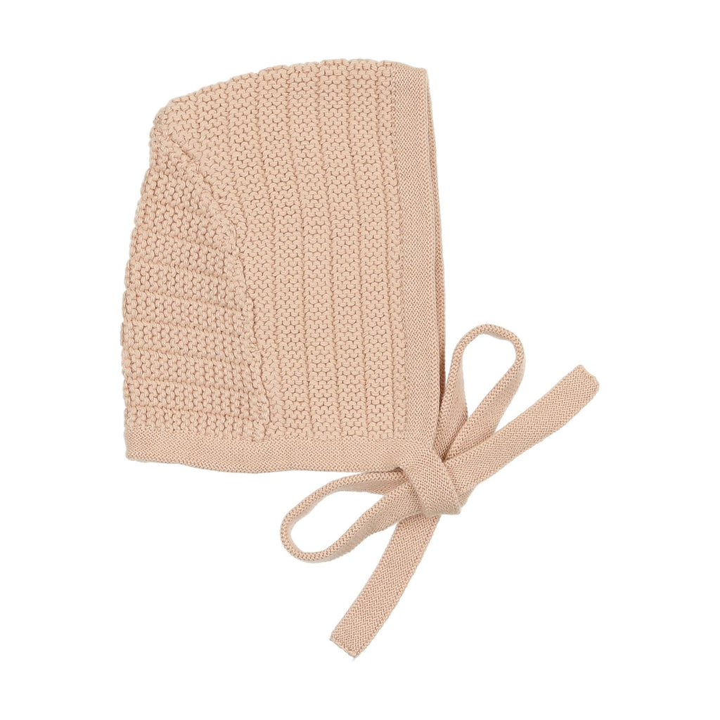 Peluche Ribbed Knit Bonnet - Rose