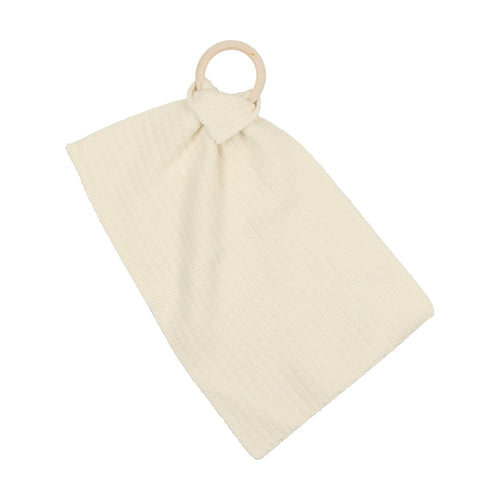 Peluche Ribbed Knitted Teether - Cream