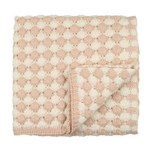 Load image into Gallery viewer, Peluche Rose/Cream Contrast Bubbled Knit Blanket