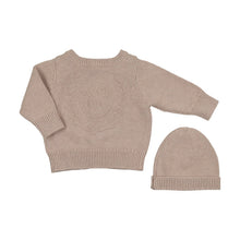 Load image into Gallery viewer, Peluche Embossed Reversible Cardigan + Beanie Set – Taupe