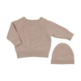 Peluche Embossed Reversible Cardigan + Beanie Set – Taupe