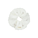 Le Enfant Lace Trim Scrunchie - White