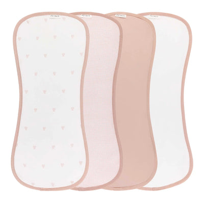 Ely's & Co 4 Pack Jersey Absorbent Burp Cloths - Gingham Bear - Pink