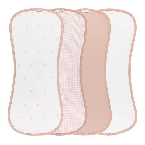 Ely's & Co 4 Pack Jersey Absorbent Burp Cloths - Gingham Bear - Pink