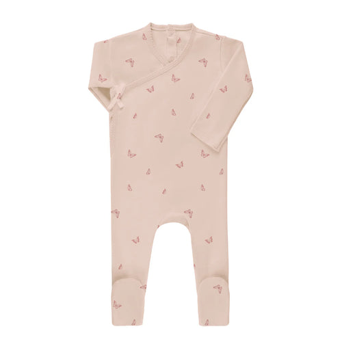 Aurora Jersey Cotton Butterfly Collection Footie And Bonnet - Pink
