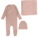 Lilette Printed Wrapover 3PC Layette Set - Scattered Branch Pink