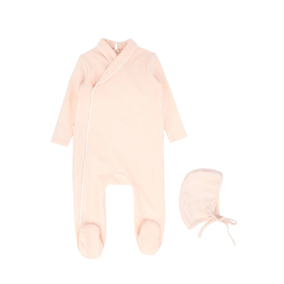 Bebe Jolee Piped Wrap Footie And Hat - Pink