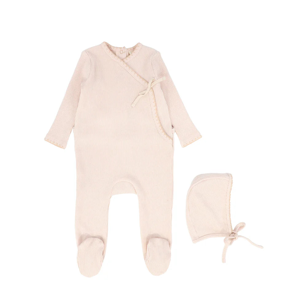Bebe Jolee Wrap Stitch Footie And Hat - Pink