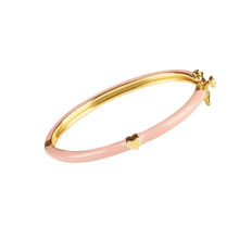 Load image into Gallery viewer, Enamel pink Bangle with Gold Heart