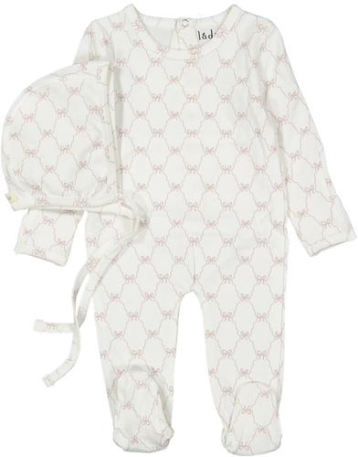 Ladida Pink Bow Romper & Bonnet Set
