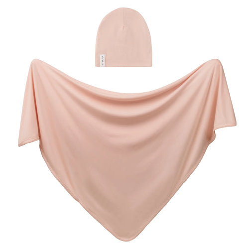 Ely's & Co Modal Swaddle & Beanie Set in Gift Box - Rose Pink