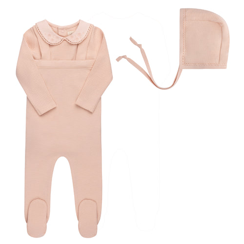 Ely's & Co Embroidered Collar Collection Three Piece Overall Set - Pink