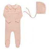 Ely's & Co Embroidered Collar Collection Three Piece Overall Set - Pink