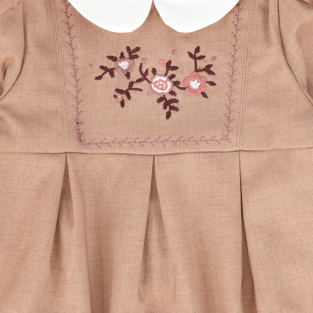 Bamboo Wool Embroidered Romper - Pink