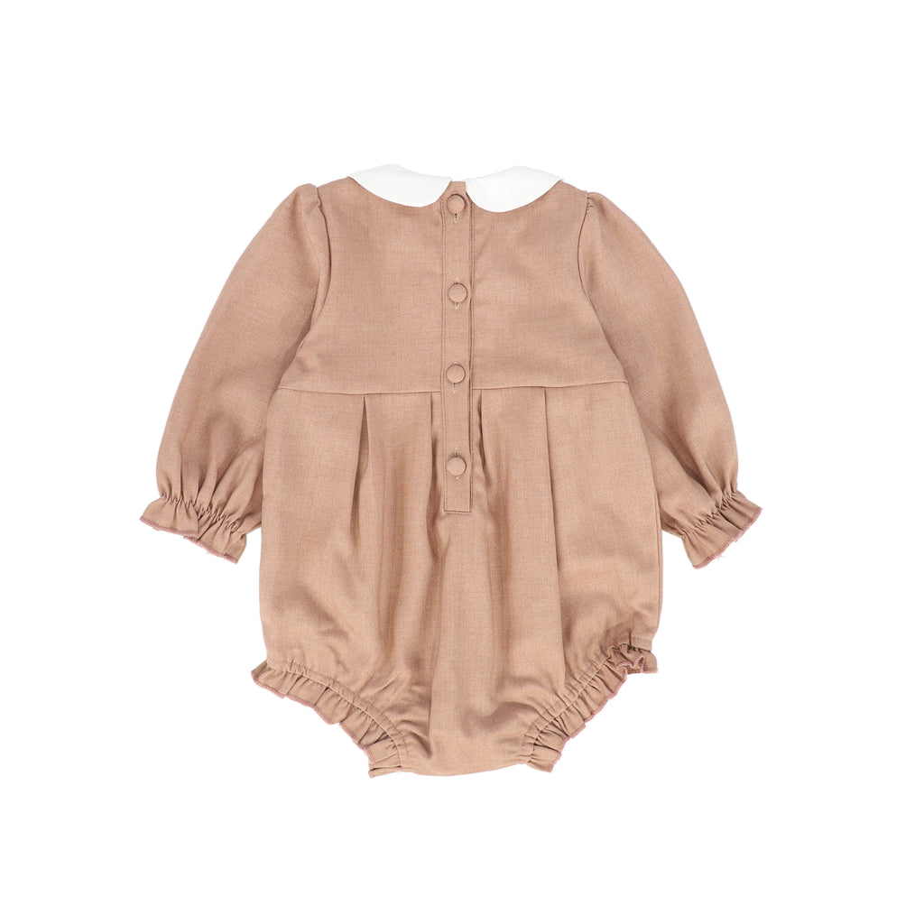 Bamboo Wool Embroidered Romper - Pink