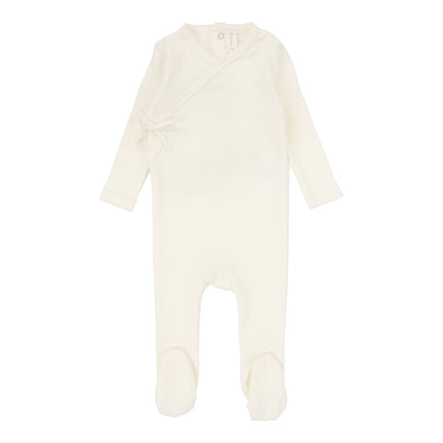 Lilette Pinpoint Wrapover Footie - Ivory