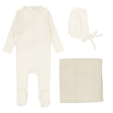 Load image into Gallery viewer, Lilette Pinpoint Wrap 3PC Layette Set - Ivory