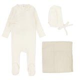 Lilette Pinpoint Wrap 3PC Layette Set - Ivory