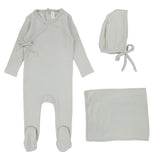 Lilette Pinpoint Wrap 3PC Layette Set - Sea Blue