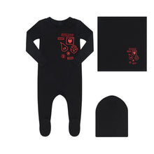 Load image into Gallery viewer, Little Parni Multi-patch Stretchy &amp; Blanket Set - Black / Red