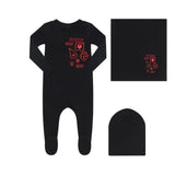 Little Parni Multi-patch Stretchy & Blanket Set - Black / Red