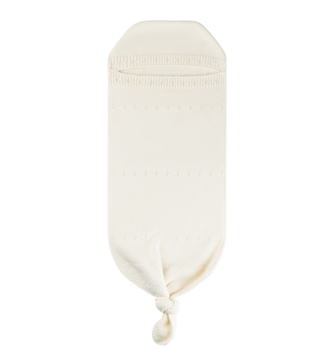 Peluche Pointelle Knit Cocoon and Bonnet - Cream