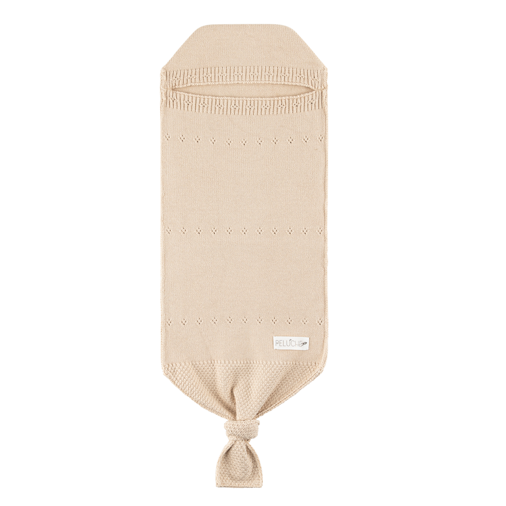 Peluche Pointelle Knit Cocoon and Bonnet - Tan