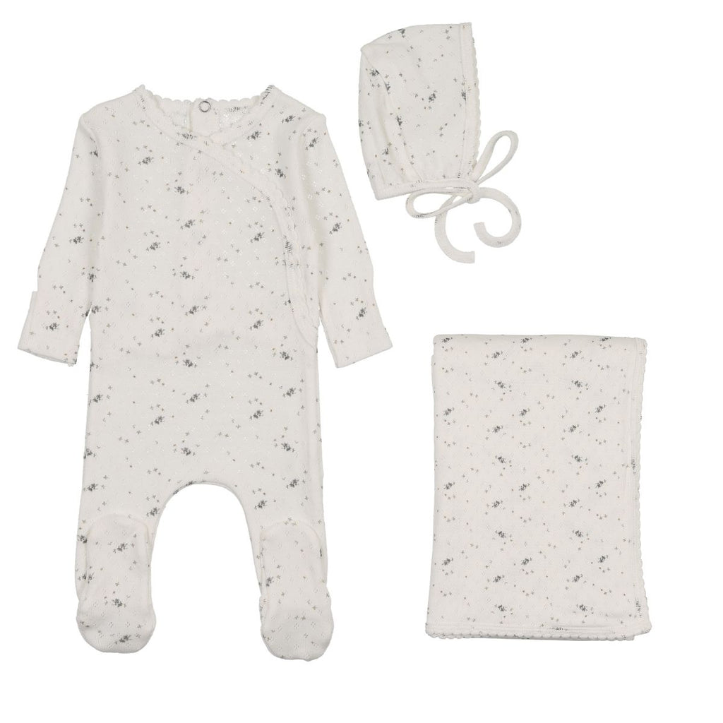 Bee & Dee Pointelle Pretty Petals Layette Set - Ivory Boys