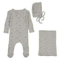 Load image into Gallery viewer, Bee &amp; Dee Pointelle Pretty Petals Layette Set - Mist