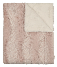 Load image into Gallery viewer, Peluche Feather Rose and Natural Lux Fur Blanket
