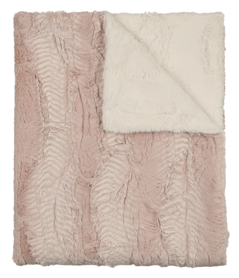 Peluche Feather Rose and Natural Lux Fur Blanket