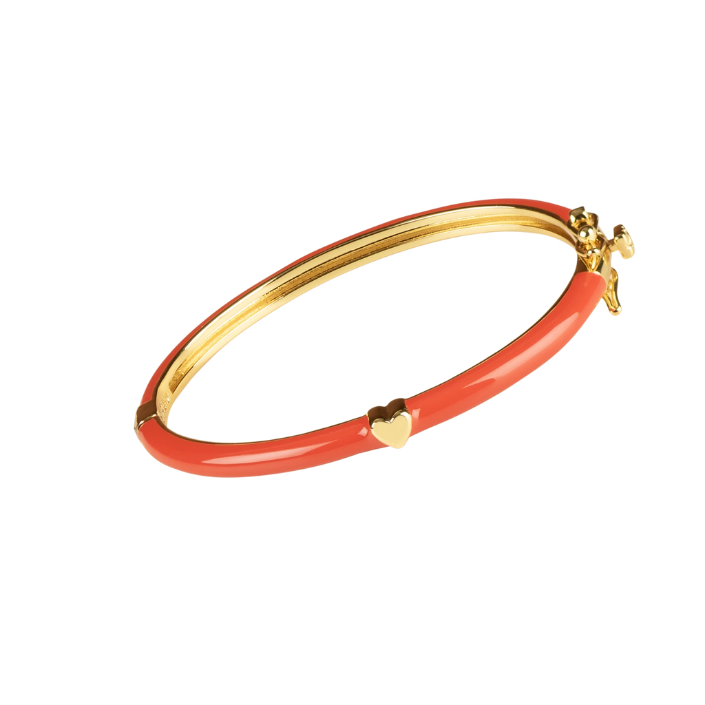 Enamel Red Bangle with Gold Heart