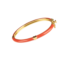 Load image into Gallery viewer, Enamel Red Bangle with Gold Heart