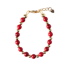 Load image into Gallery viewer, Red Dye With Gold Beads Bracelet