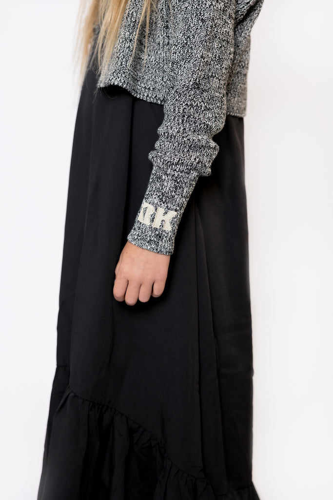 Retro Kid Nora Knit Crop Cardigan - Black/Cream