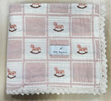 Bebe Organic Rocking Horse Patchwork Blanket - Mauve Horse