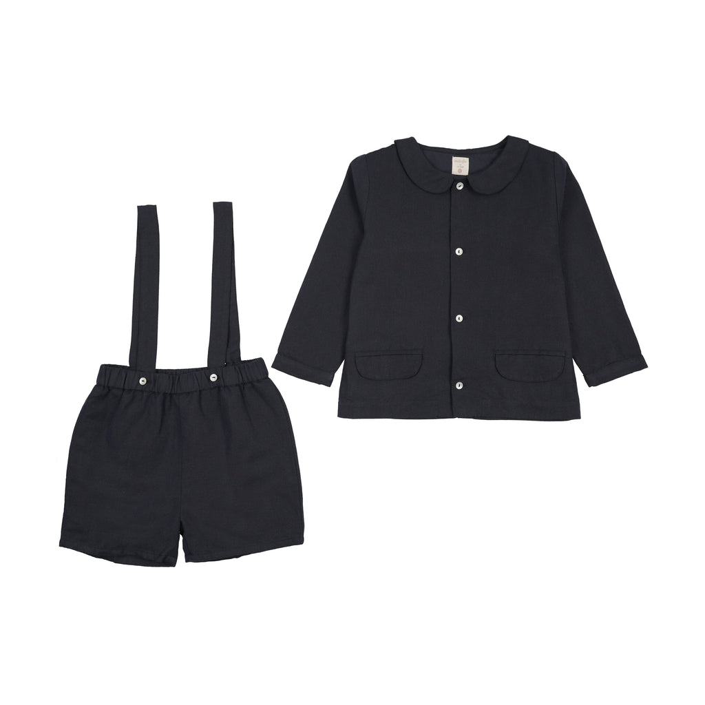 Lil Legs Linen Suit - Navy